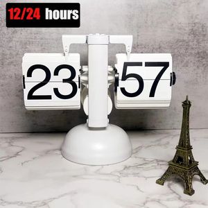 Rétro Flip Page horloge européenne automatique tournant mécanique horloges décor pour la maison chambre bureau bureau décoration 240106