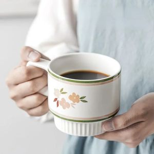 Retro Frosted Ceramic Mug Drinking Cup Beginheid Milk Coffee Garland Nordic met Souvenir Kitchen Home 240418
