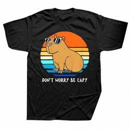 Rétro drôle Capybara DT Be Worry Be Capy T-shirts Graphique Cott Streetwear Manches courtes Cadeaux d'anniversaire T-shirt Vêtements pour hommes T0Uv #