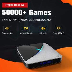 Retro Game Console Hyper Base A1 4K UHD ATV Game Box 70+ Emulators voor PS1/PSP/N64/SS/MAME Video Game Player met 50000+ games