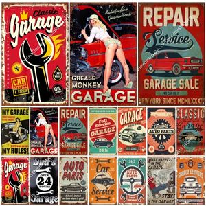 Retro Garage Auto dekorative Metall Malerei Haus Metallschild Platte Poster an der Wand Blechschild Vintage Poster Dekor Wandkunst Raumdekoration 20 cm x 30 cm Woo