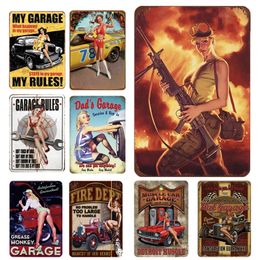 Retro Garage Metal Paintage Vintage Beauty Pin Up Girl en Classic Car Poster Tin Plaque Vintage Bord voor auto Motorfiets Home Pub Bar Wall Decor
