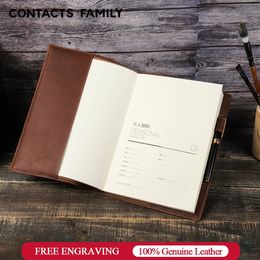 Protecteur de manches de couverture de livre en cuir rétro authentique avec porte-enclos Business Notebook Book Case Office School Supplies 240517