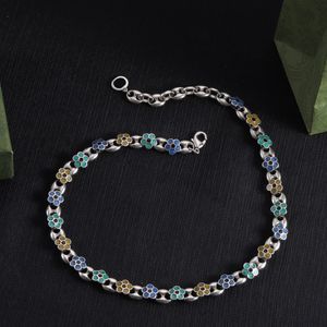 2024 ketting g sieraden mode cadeau kleurrijke diamant bloem ketting armband emailbloem kettingen zilveren choker claviculaire vrouw armband sieraden