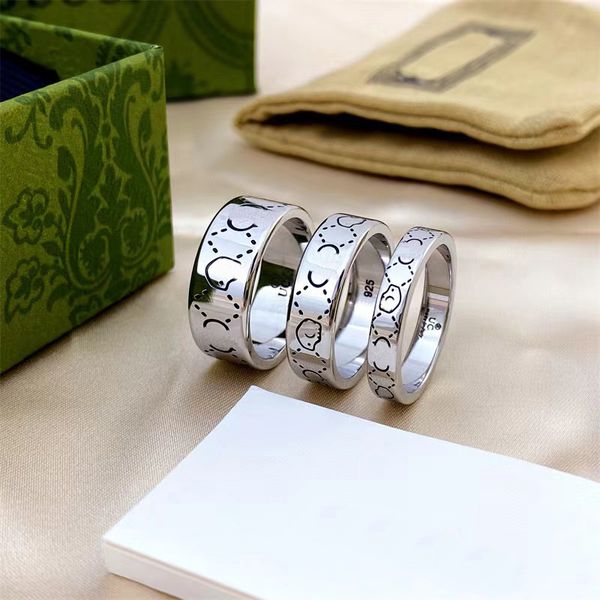 Retro GG Designer Rings Joyería de anillo de marca Unisex Plate Silver Band Rings Band Rings Jewelry Classic Premium accesorios con sello en relieve