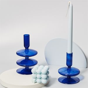 Retro Glass Candlestick voor Taper Candle Bruin Glas Nordic Home Decortaion GeboorteDa Gift Ornamenten 210722