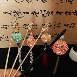 Bâtons de cheveux lanterne rétro lumineux, fourchettes pour femmes, épingle à cheveux à pampilles, Style chinois, coiffure Hanfu, accessoires bijoux pour cheveux