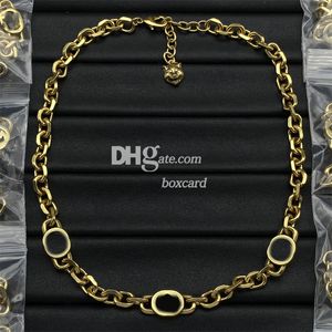 Retro gouden metalen kettingen Hiphop schakelkettingen voor heren Dames Dubbele letterkettingen met doos