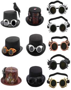 Rétro gothique hommes Steampunk chapeau peste docteur Cosplay chapeaux casquettes Steam punk Cyber lunettes lunettes Halloween fête magicien accessoires7669953