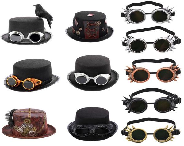 Hombres retro góticos Sapunk Plague Doctor Cosplay Sombreros Capas de vapor Punk Cyber Goggles Gafas Halloween Party Props1253022