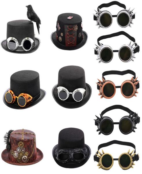 Rétro gothique hommes Steampunk chapeau peste docteur Cosplay chapeaux casquettes Steam punk Cyber lunettes lunettes Halloween fête magicien accessoires 1149013