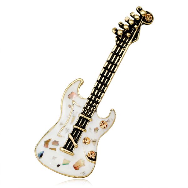 Broche de guitarra Retro, broches de ramillete de concha colorida para instrumentos musicales para mujeres y hombres, joyería de moda