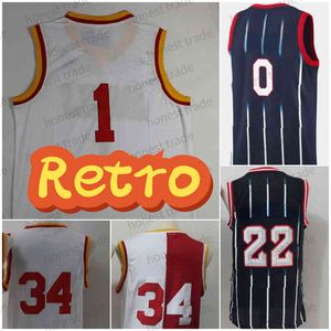 Retro Hakeem 34 Olajuwon Hommes Jersey Navy basketball 0 Vert 75e Clyde Drexler Throwback Rouge Blanc Cousu Vintage retour Maillots