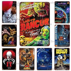 Retro Halloween Metal Painting Sign Horror Movie Theme Shabby Iron Painting Tin Signs Wall Art Man Cave Film Theater Club Home Decoration 30X20cm W03