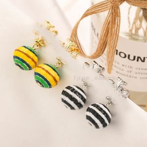 Boucles d'oreilles à boule de glaçure en émail peint à la main - Classic Luxury TB Designer Charm Beads Bijoux pour les vêtements quotidiens pour femmes