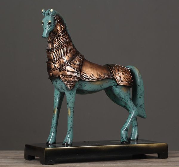 Artisanat rétro Imitation Bronze cheval de guerre, ornements pour la maison, armoire à vin, bureau, ornements 9609637