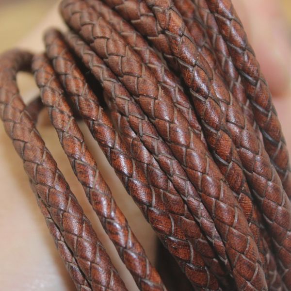 Cordons tissés tressés en cuir véritable faits à la main rétro 3mm 4mm 5mm 6mm fils de cuir de vache noir marron rouge fabrication de bijoux à bricoler soi-même