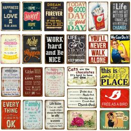 Retro geluk is liefde metalen poster tinnen borden bord wand muur decoratieve vintage kunst schilderen familie keuken regel plaque huis gepersonaliseerde decor plaat maat 30x20cm w02