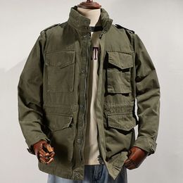 Veste rembourrée lourde rétro, style militaire, manteau d'outillage de poche pour gars dur, coupe-vent 231227