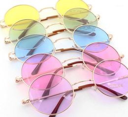 Rétro hippie métal Lennon lunettes de soleil rondes femmes cadre en métal cercle rond lunettes de soleil verres teintés Super hippie chic style12753741