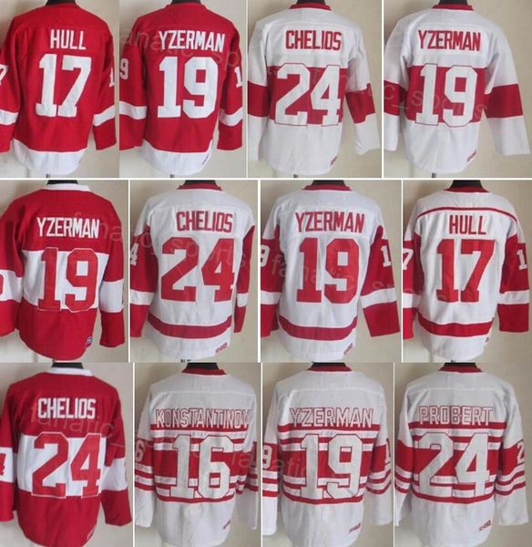 Retro Hockey Vintage 24 Chris Chelios Jersey CCM Classic 19 Steve Yzerman 16 Vladimir Konstantinov 17 Brett Hull 91 Sergei Fedorov 93 Johan Franzen Retirarse 75 años