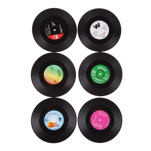 Retro Home Tafel Cup Mat 4 stks / set 6 stks / set Creatieve CD Record Gevormde koffiedrank thee placemat vinyl onderzetters willekeurige kleur HHA720