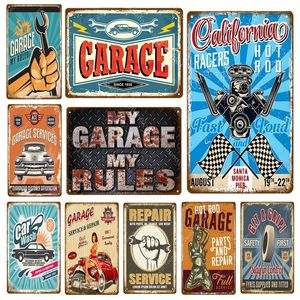 Retro Hot Rod Garage Art Painting Decor Pin Up Lady Tin Poster Wall Art Decoration Pub Bar House Vintage Iron Carft Car Wash Metal Tin Bark Maat 30x20cm W02