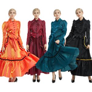 Rétro femmes robe victorienne âge industriel fête Vampire Cosplay Costume agitation robe de bal haut veste jupe ensemble