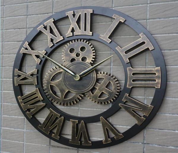 Horloge murale industrielle rétro décorative horloge suspendue décor de mur numérique romain quartz horloges intérieure décor8374202