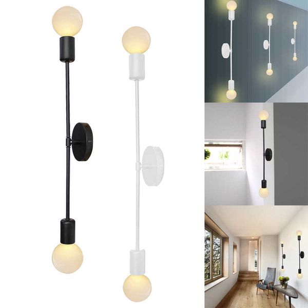 Rétro fer industriel double tête LED applique murale lampe de chevet appliques murales pour salon chambre bar allée éclairage décor E27 210724