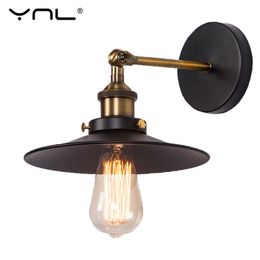 Retro industriële wandlamp loft vintage zwart ijzeren wandkandelaar traplicht armatuur voor thuis gang buitenverlichting 110v 220V 210724