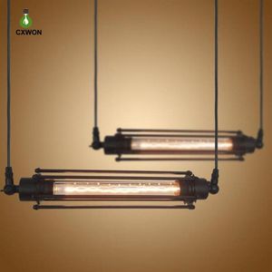 Lampes suspendues de flûte de fer rétro style américain restaurant lustre lampe d'éclairage style vent industriel métal punk avec ampoule2603