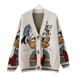 retro jacquard vest trui jas vrouwelijke lente losse jas luie stijl dikke gebreide cardigan trend ins 210805