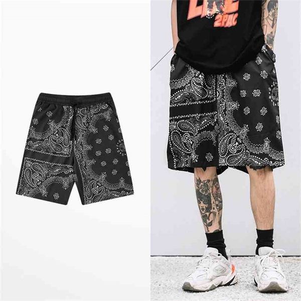 Pantalones cortos de estilo japonés retro hombres casuales de hop anacardos de anacardos estampados de pantalones cortos de la marca skate street para hombres 210716