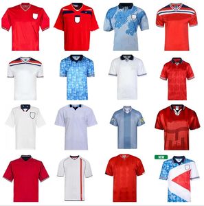 Jersey Retro Blue 1990 1998 1998 Coupe du Monde Jerseys Jerseys Homme Kits Beckham Gascoigne Owen Gerrard Classic Football Shirt