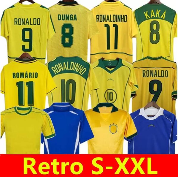 Jerse de soccer rétro Brasil Ronaldo Ronaldinho Kaka R Carlos Camisa de Futebol Brazils Football Shirt Rivaldo Classic S Calos Ivaldo