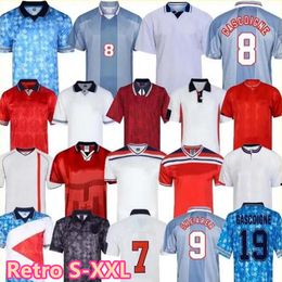 Camisetas retro 1982 1986 1998 2002 Sheey Inglaterra Gerrard Scholes Owen 1994 Heskey 1996 Gascoigne camiseta de fútbol clásica vintage AAA