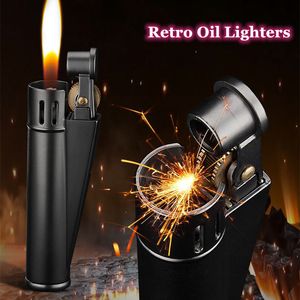 Rétro kérosène huile briquet recharge coupe-vent métal silex meule briquet mécaniquement tranchée hommes fumer Gadgets