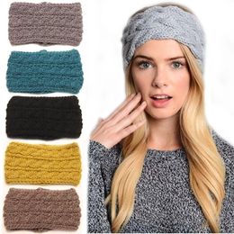 Retro Dames Oorbescherming Herfst Winter Haaraccessoires Geweven Wide Wool Hair Band Warm Hoofdband Elegante Hoofddeksels Wide-Rand