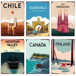 Retro Landschap Travel metalen tin teken City Scenery Art Poster Home Bar Cafe Farmhouse Wall Decor Plate 30x20cm W03