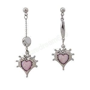 Boucles d'oreilles rétro en pierre Laser, longues pampilles, pendentif en forme de cœur rose, bijoux pour femmes et filles