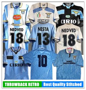 Jerseys de fútbol retro de Lazio Nedved Simeone Salas Gascoigne Camisa de fútbol Veron Crespo Nesta 89 90 91 92 93 98 99 00 100th