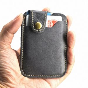 Retro Leather Cred Credit Busin Mini Card Wallet Cvenient Mujeres Mujeres Smart Billet Burbuje