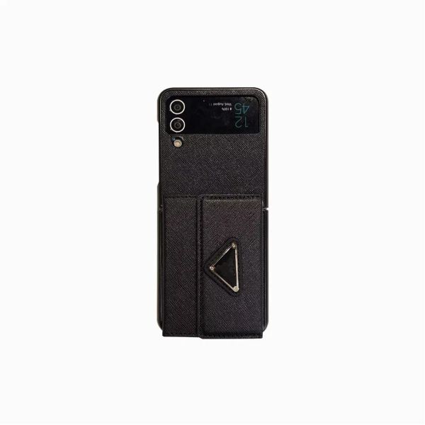 Étuis de téléphone triangulaires en cuir rétro pour Samsung Z Flip 3 4 5 Fold Cases Fold5 4 3 Card Pocket Cover Galaxy S23 S22 S21 Ultra Note 20 10 iPhone 15 14 13 12 Pro -3