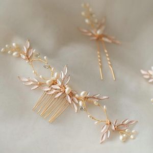 Rétro Feuilles Peigne Bande De Cheveux À La Main Mariée Accessoires De Cheveux De Mariage Coiffes J0121