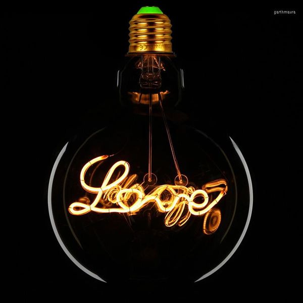 Ampoule Led rétro G125 Edison avec filament décoratif en forme d'amour veilleuse Vintage cadeau de saint valentin