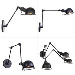 Rétro LED Nordic Loft Industriel Réglable Long Swing Bras Lampe Murale Luminaire Vintage Edison Ampoule Wandlamp Lumières Lampen Sconce 210724