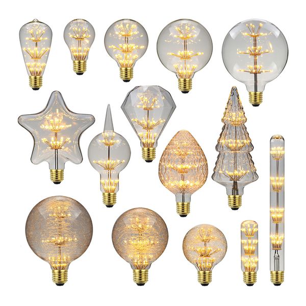 Rétro LED Spirale Filament E27 Ampoule 3W Jaune Chaud AC85-265V A60 T45 ST64 T185 T225 G80 G95 G125 Vintage Edison Lampe