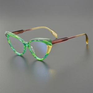 Rétro littéraire oeil de chat acide acétique lunettes de prescription optique niche de créateur plein cadre lunettes de mode féminine cadre rond fac 240111