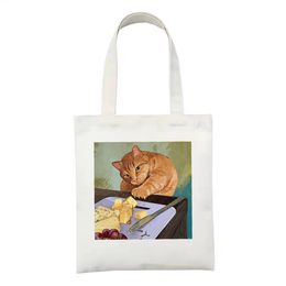 Retro literaire dames canvas tas tas vrouwen casual boodschappentassen herbruikbare hand ulzzang Harajuku shopper topkwaliteit